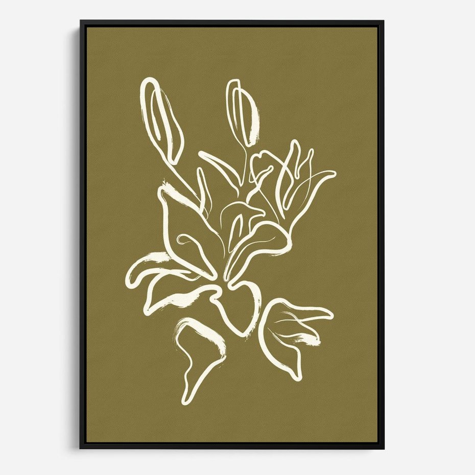 Obraz w ramie 70x100 - Przenikające Barwy - abstrakcyjna roślina, kwiaty - rama czarna