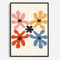 Obraz w ramie 50x70 - Taniec Akwareli - abstrakcyjne wielokolorowe kwiaty, minimalizm - rama czarna