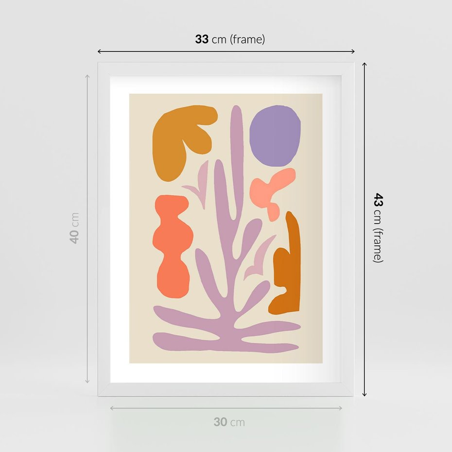 Plakat w ramie 30x40 - Przenikająca Harmonia - abstrakcyjny obraz, pastelowe kolory - rama biała