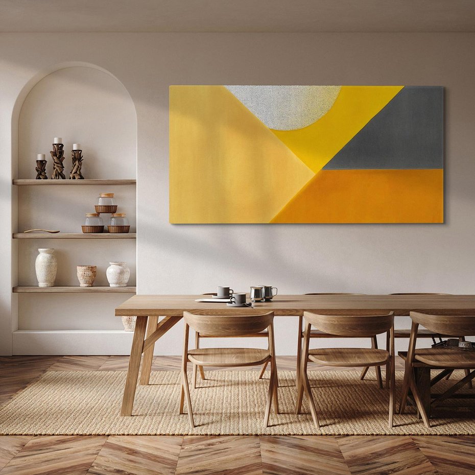 Obraz na płótnie 120x60 - Harmonia migoczących ognisk - intensywne ciepłe kolory, słoneczny żółty