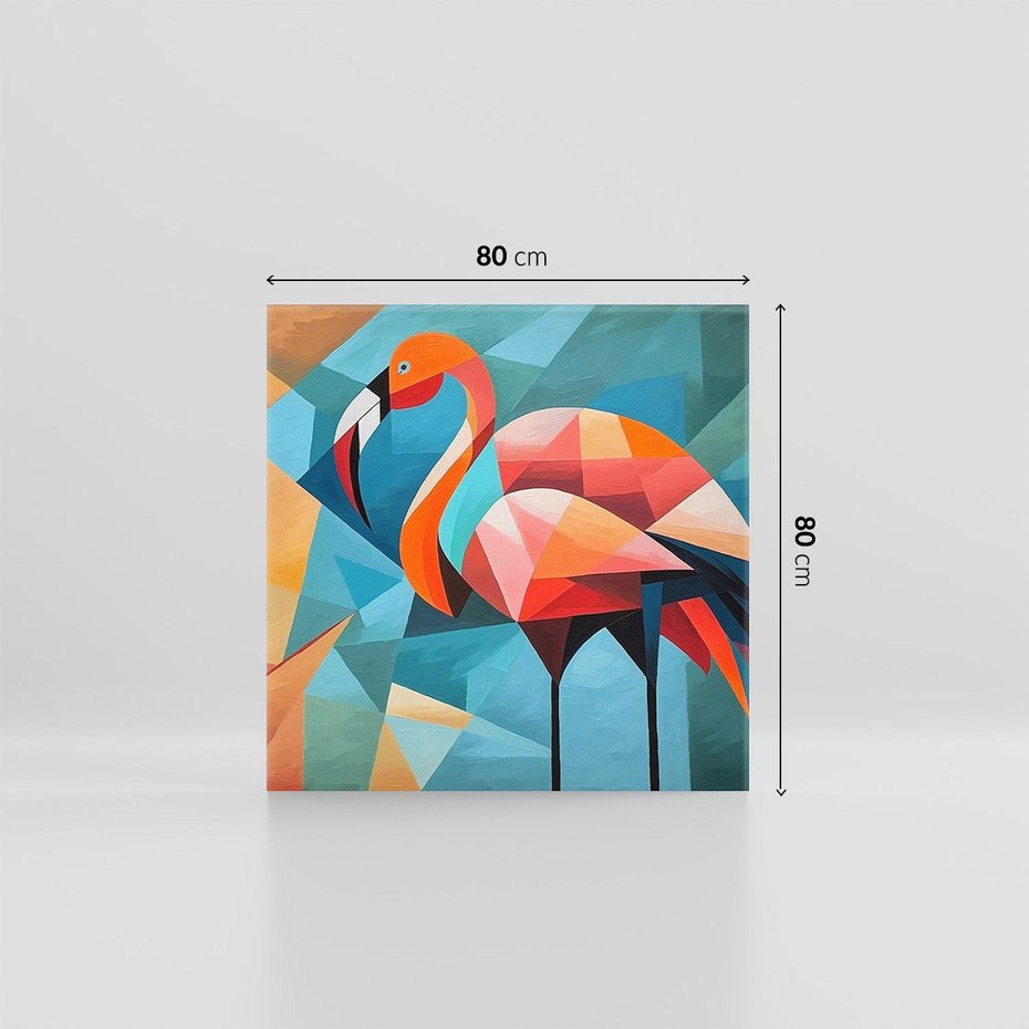 Obraz na płótnie 80x80 - Flamingo - postać flaminga, kubizm