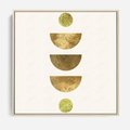 Obraz w ramie 50x50 - Harmonijne Odbicia - geometryczne złote kształty, tekstura - rama drewno