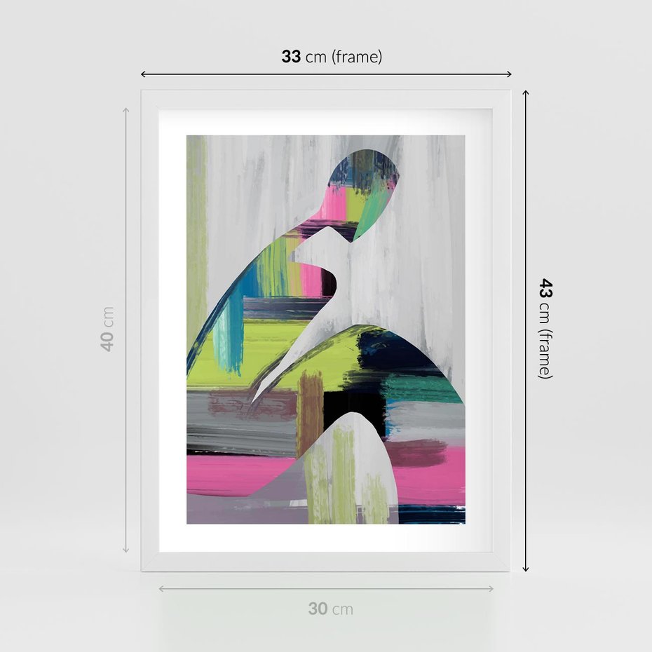 Plakat w ramie 30x40 - Impulsy Marzeń - abstrakcyjna sztuka, nowoczesny obraz - rama biała