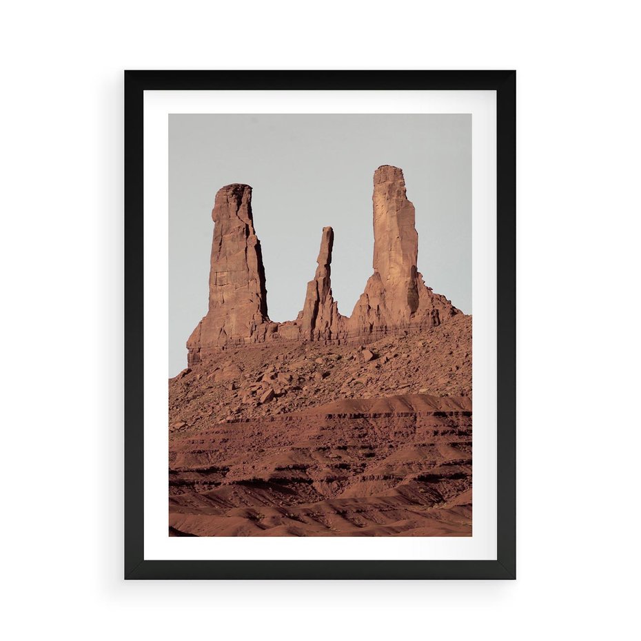Plakat w ramie 50x70 - Surowość Pustyni - pustynia, kanion - rama czarna