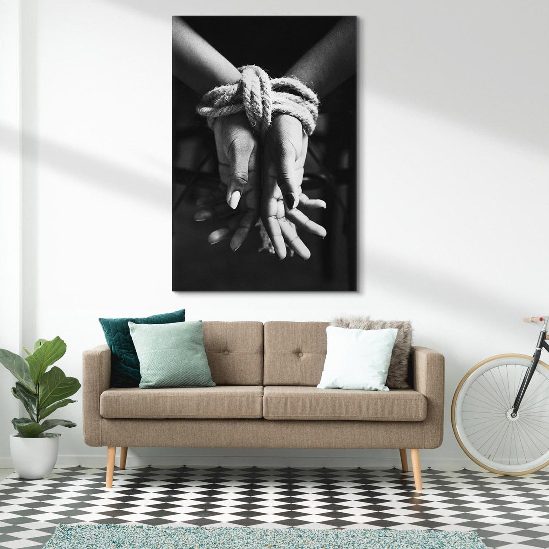 Obraz na płótnie 80x120 - Splątane Uczucia - czarno biała fotografia, artystyczna