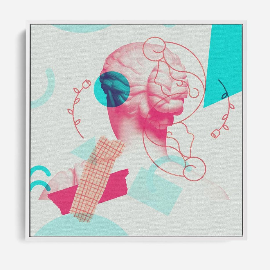 Obraz w ramie 80x80 - Sztuka w Różach - nowoczesna sztuka, kolaż ze zdjęć - rama biała