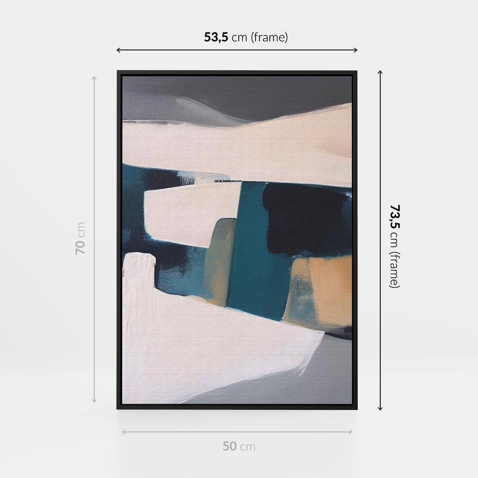 Obraz w ramie 50x70 - Turkusowe Maźnięcia - obraz, abstrakcja - rama czarna