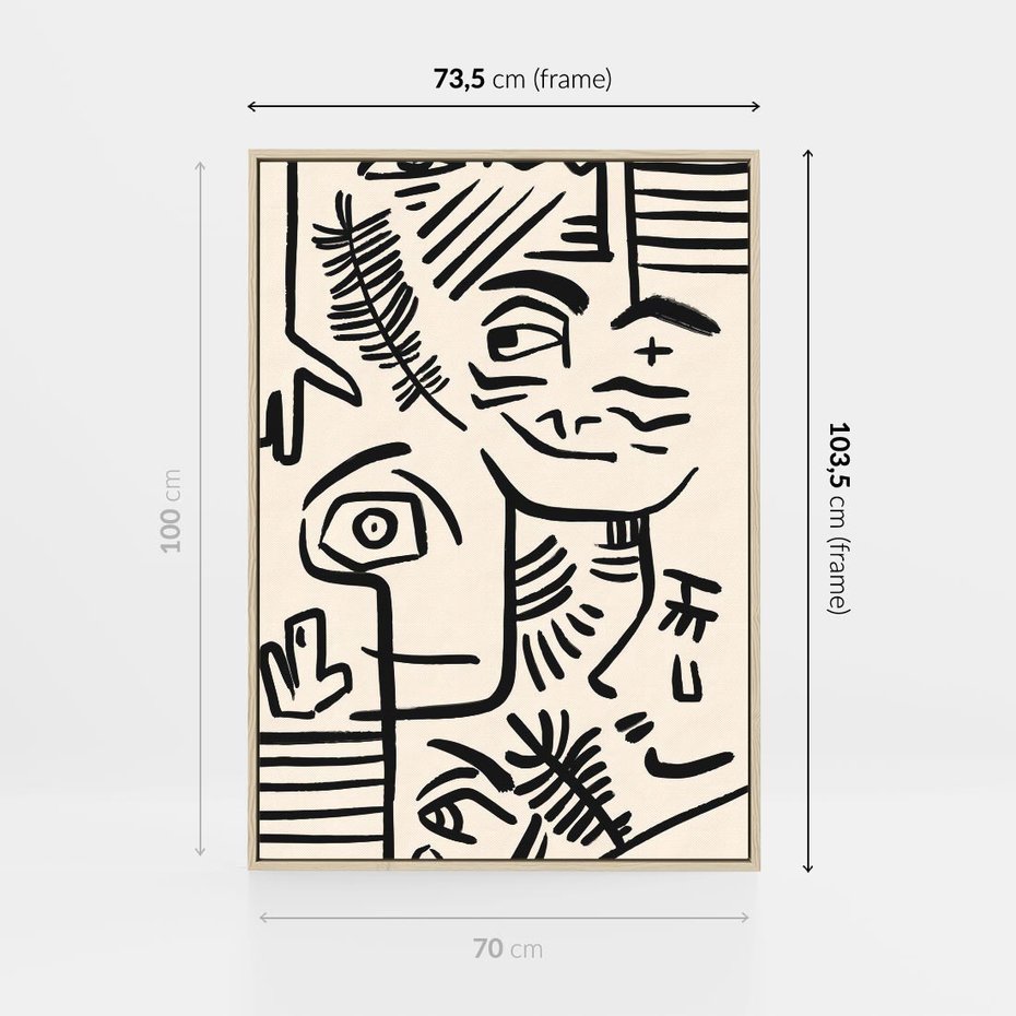 Obraz w ramie 70x100 - Ekspresyjne Odbicia Współczesności - abstrakcyjna grafika, minimalizm - rama drewno