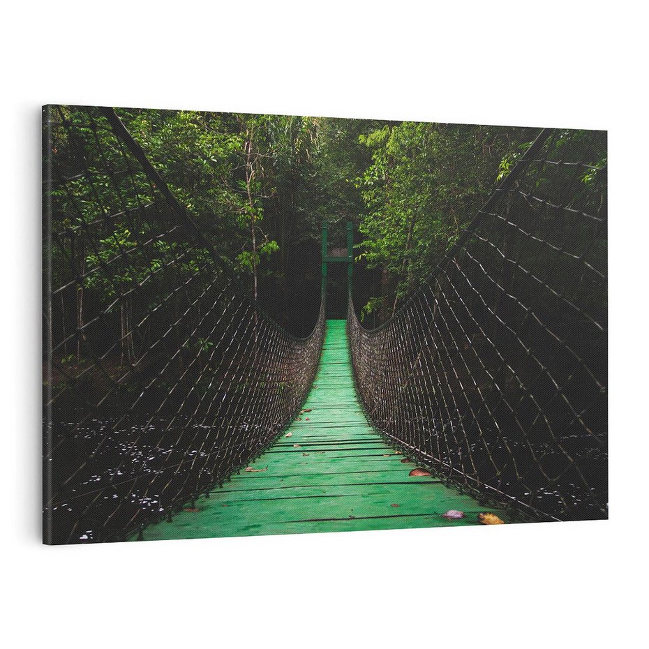 Obraz na płótnie 120x80 - Most linowy w lesie - most, linowy