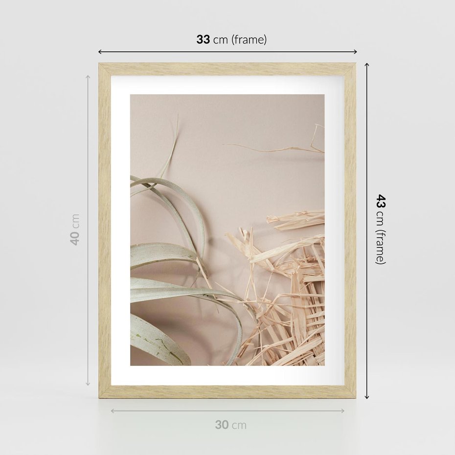 Plakat w ramie 30x40 - Boho urok suchych liści - suche, liście - rama drewno