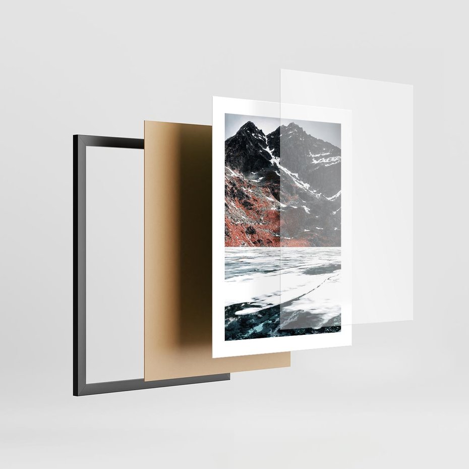 Plakat w ramie 30x40 - Śnieżna Opowieść - górski krajobraz, zima w górach - rama czarna