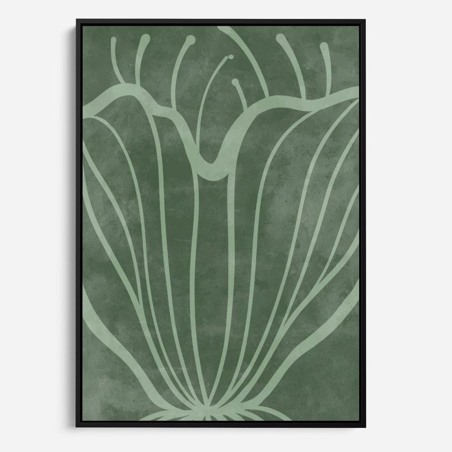Obraz w ramie 50x70 - Zieleń Kształtująca Spokój - zielony plakat, roślinne inspiracje - rama czarna