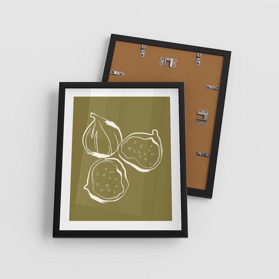 Plakat w ramie 40x50 - Podróżne Barwy - figi, minimalistyczny styl - rama czarna