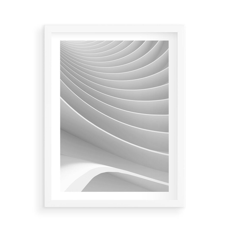 Plakat w ramie 50x70 - Geometryczna Harmonia - geometryczne, kształty - rama biała