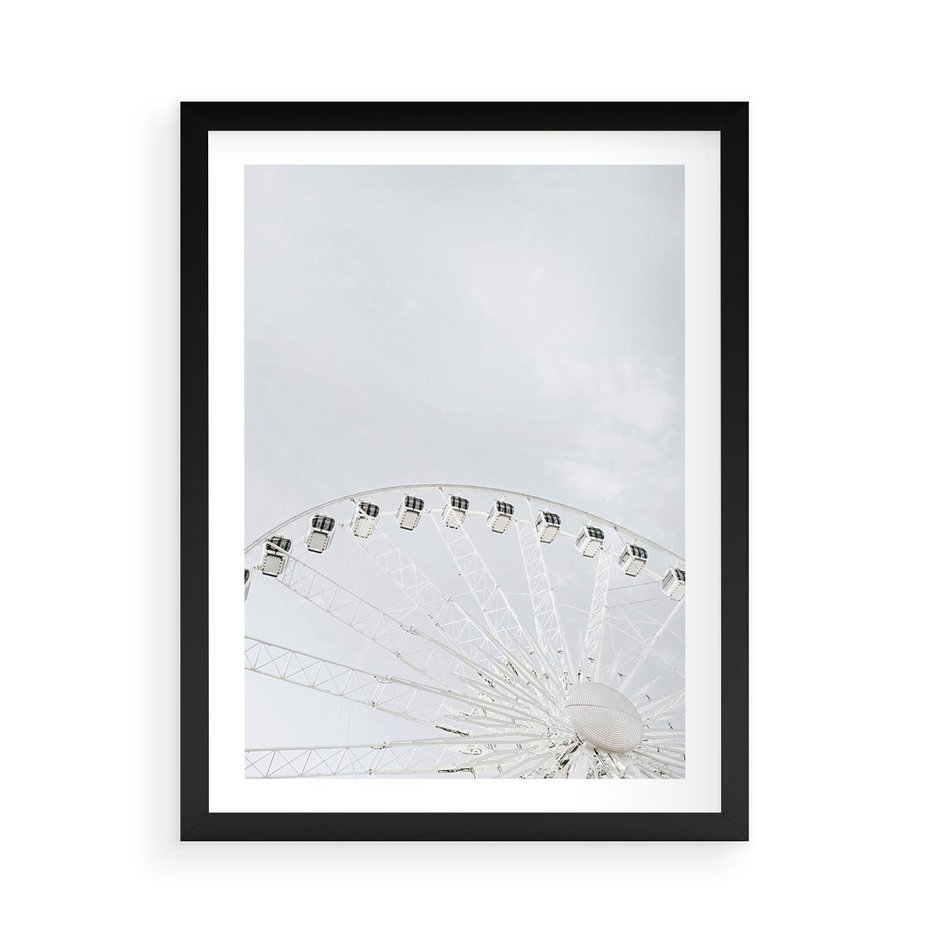 Plakat w ramie 50x70 - Karuzela Młyńska: Nostalgiczne Koło - młyńskie koło, karuzela - rama czarna