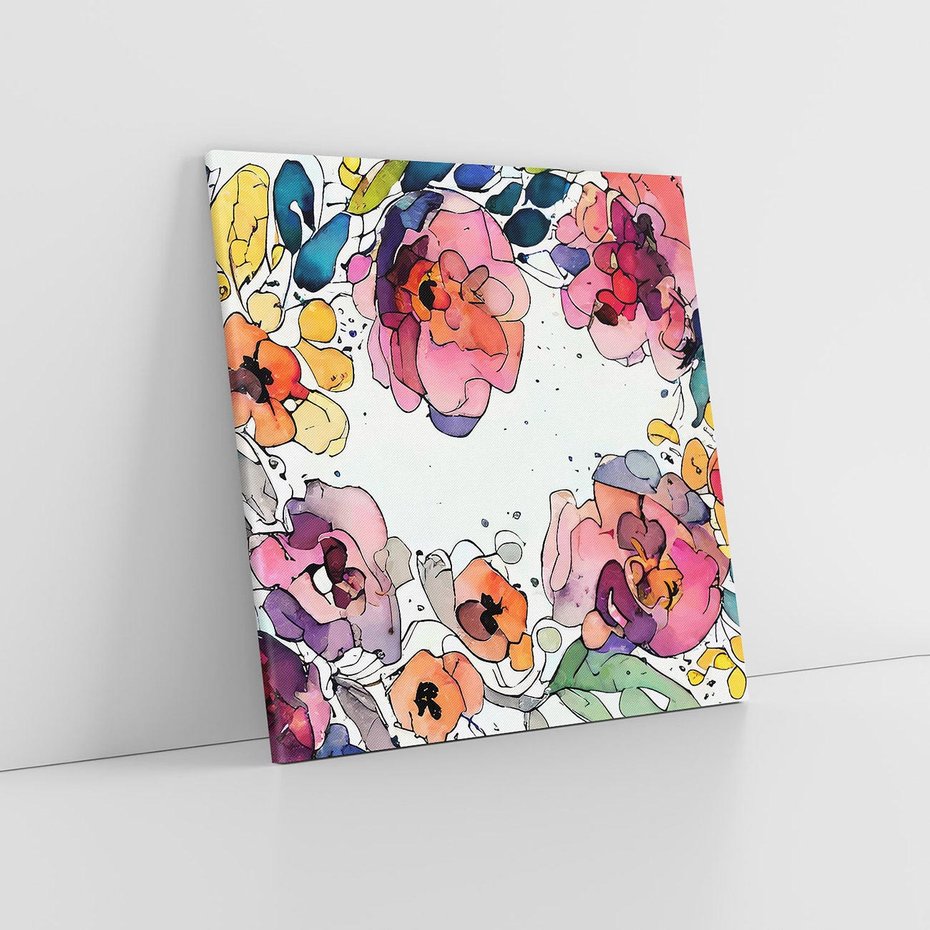 Obraz na płótnie 60x60 - Rozkwitające marzenia - akwarelowe kwiaty, kolory