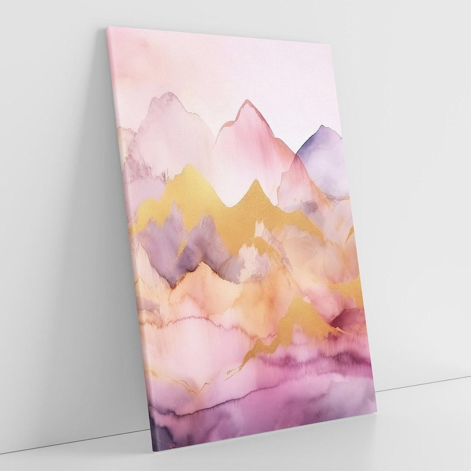 Obraz na płótnie 80x120 - Pastelowe Wzgórza - pastelowe, różowe góry