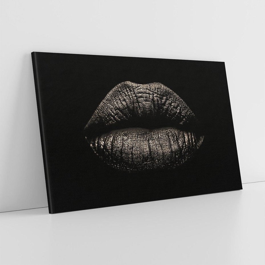 Obraz na płótnie 120x80 - Usta Czarno-Białe - usta, czarno
