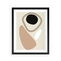 Plakat w ramie 40x50 - Beżowa Synergia - beżowa abstrakcyjna kompozycja, czarny akcent - rama czarna