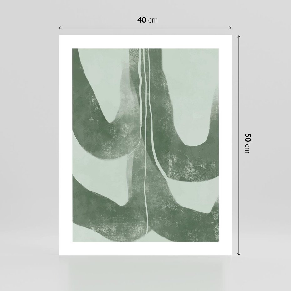 Plakat bez ramy 40x50 - Nurtująca Kompozycja Zieleni - abstrakcyjne delikatne zielone linie, podobne do gałęzi kwiatów