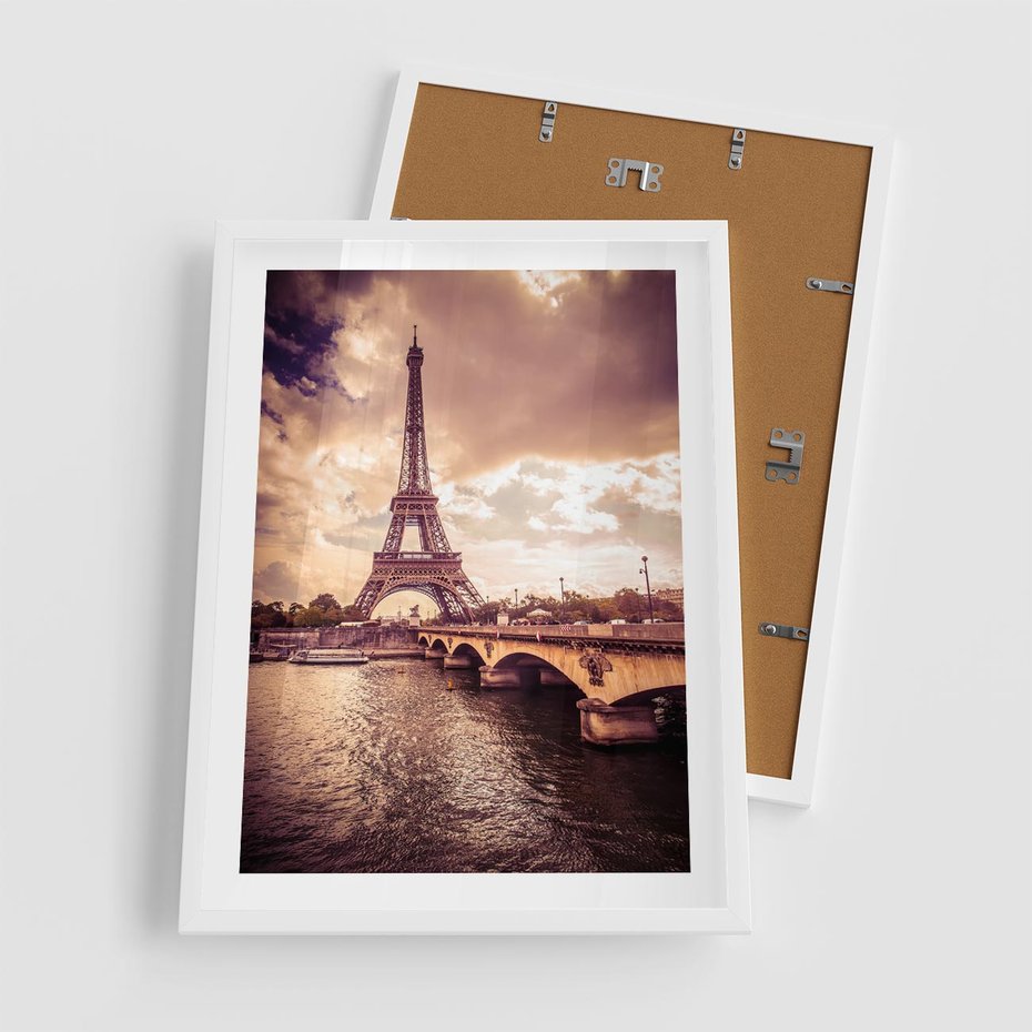 Plakat w ramie 50x70 - Eiffla: ikona Paryża - Eiffla, Paryż - rama biała