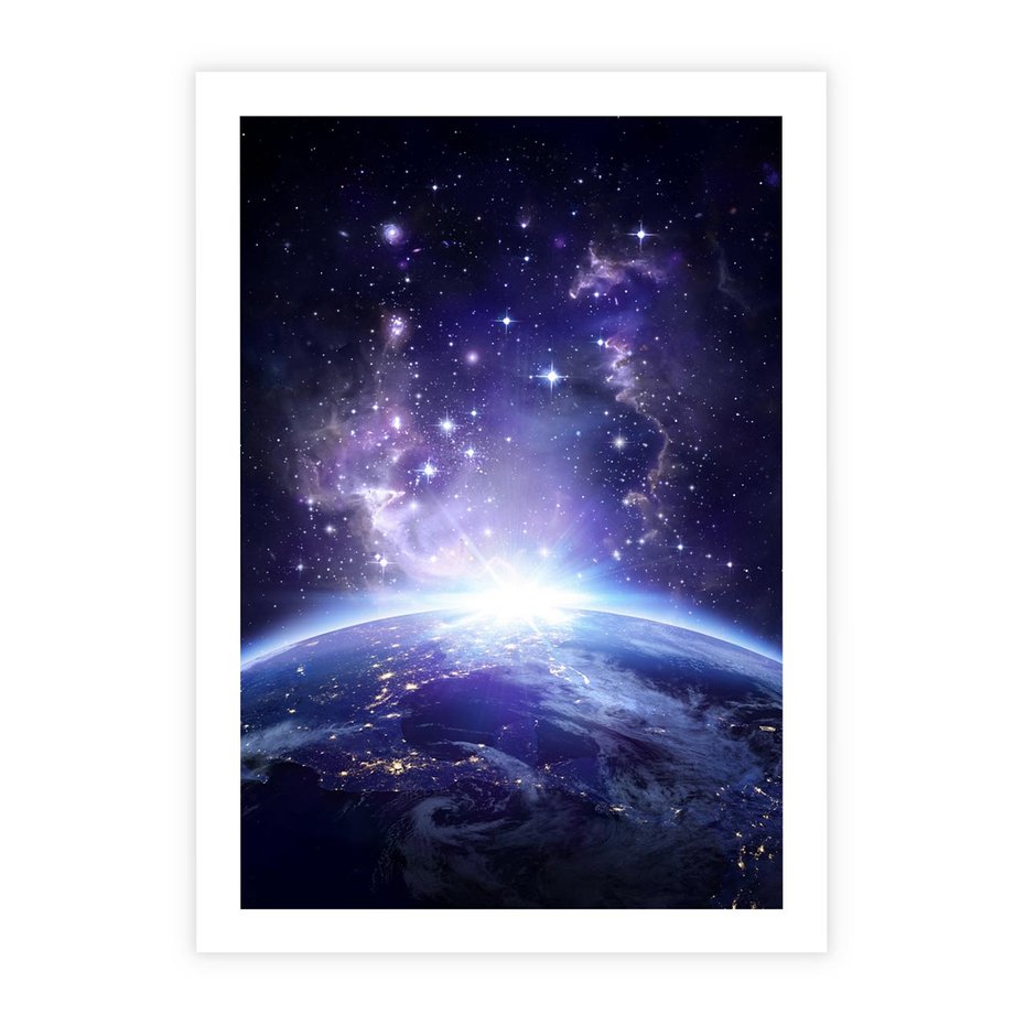 Plakat bez ramy 40x50 - Podróż w kosmiczną przestrzeń - kosmos, ziemia