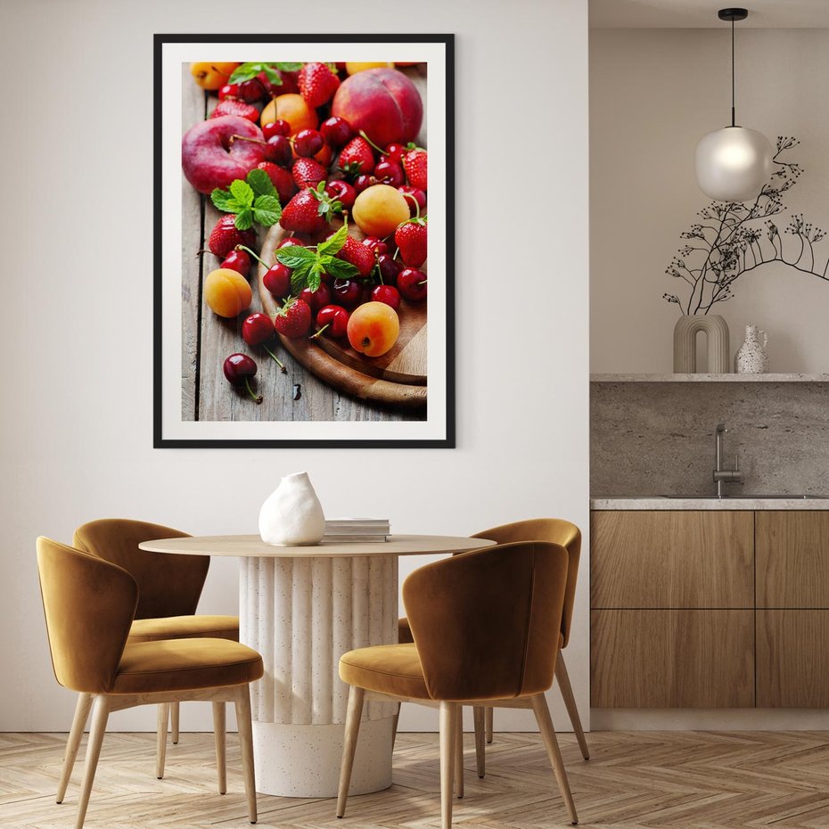 Plakat bez ramy 40x50 - Owoce w restauracji artystycznie - owoce, restauracja
