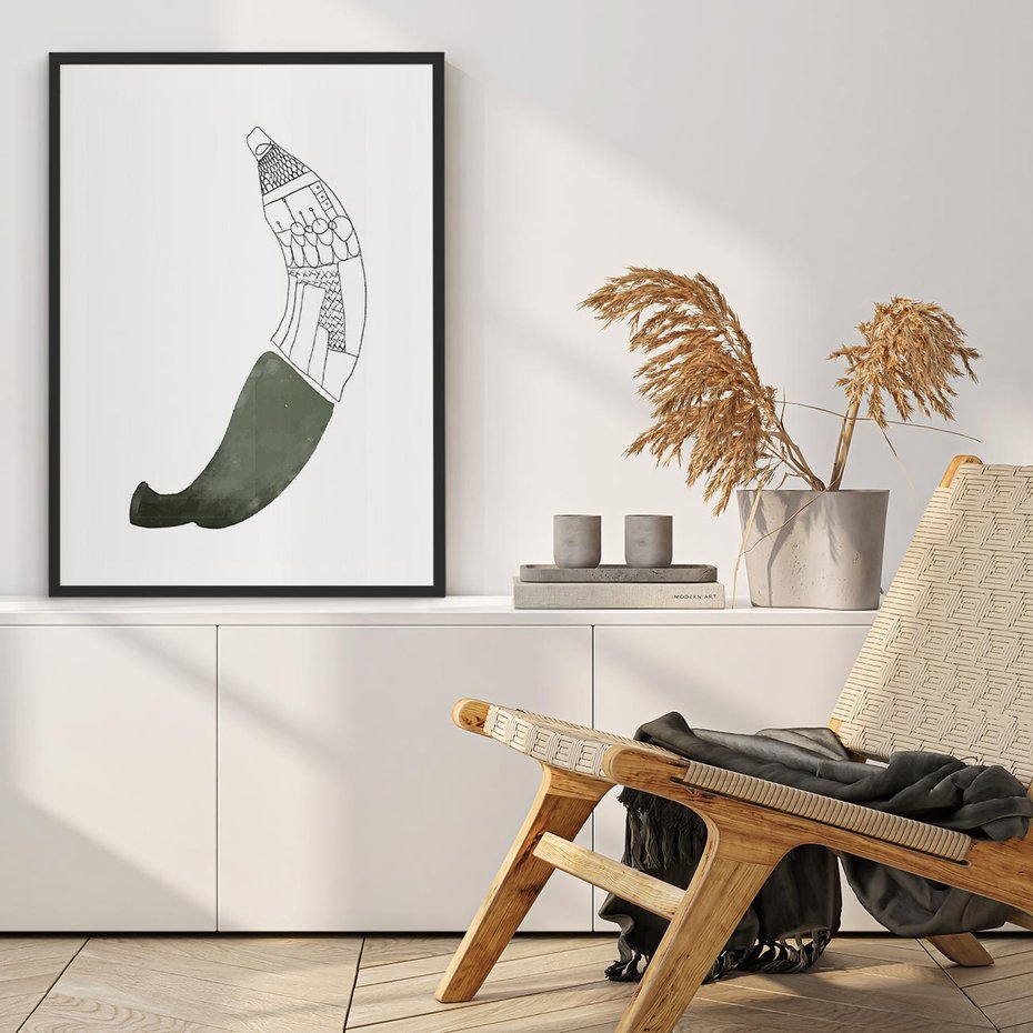 Plakat bez ramy 50x70 - Rozkwitające Barwy Akwareli - minimalistyczny plakat, banan