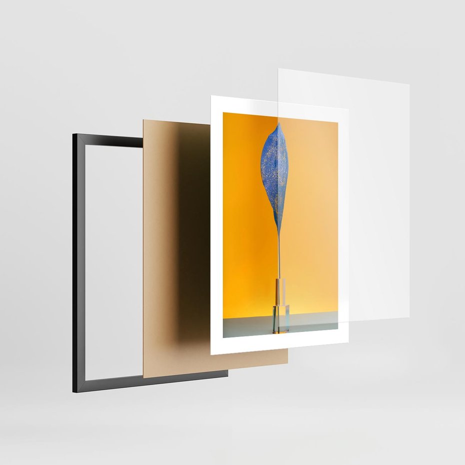 Plakat w ramie 30x40 - Niebiańskie liście - liść, liście - rama czarna