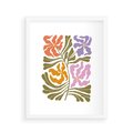 Plakat w ramie 40x50 - Rozplątane Wizje - abstrakcyjne kolorowe kwiaty, minimlizm - rama biała