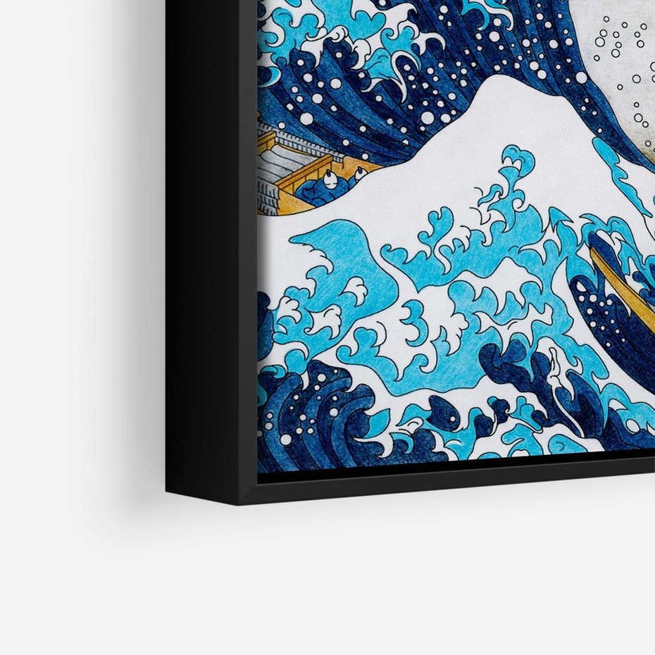 Obraz w ramie 50x50 - Wzburzone Morze - wielka fala w kaganawie, Hokusai - rama czarna