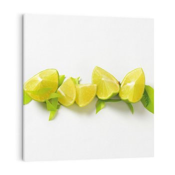 Obraz na płótnie 50x50 - owocowa eksplozja - limonki, owoce