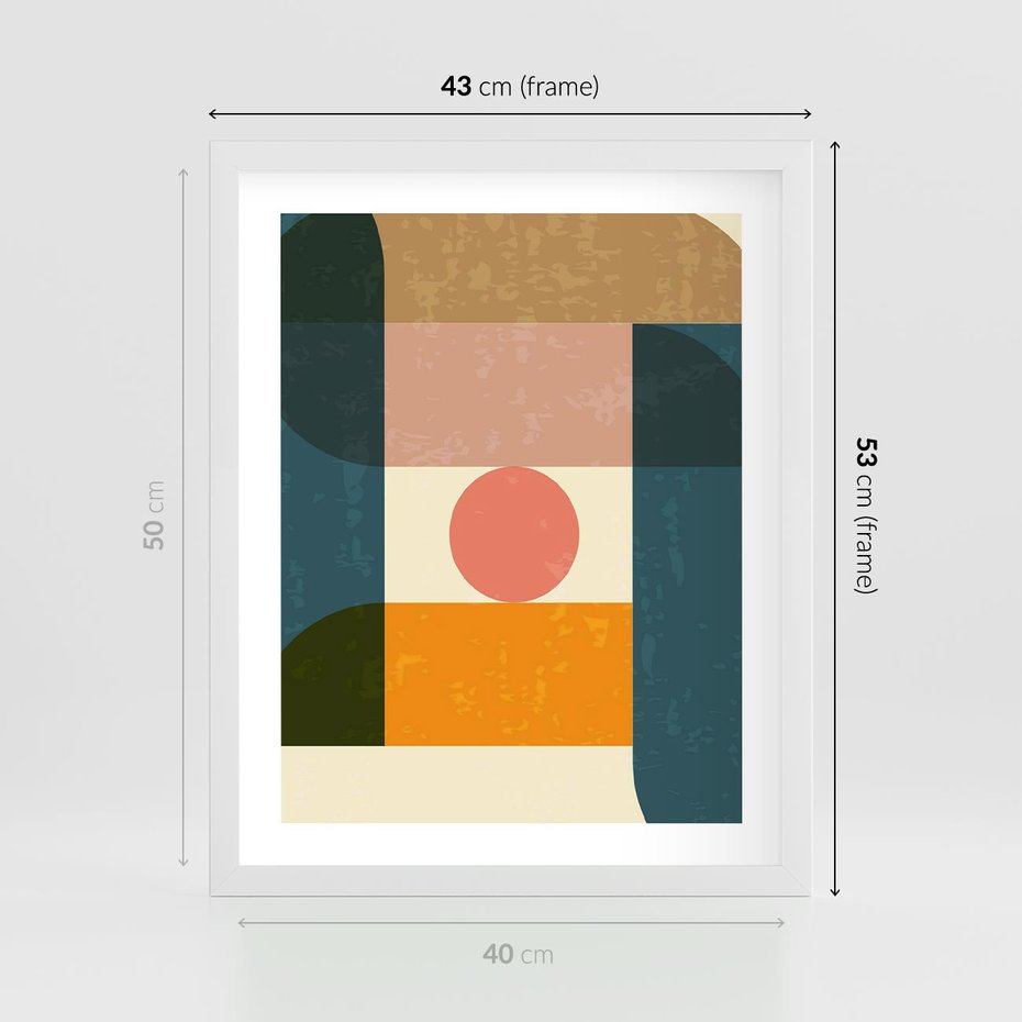 Plakat w ramie 40x50 - Geometryczna Ekspresja - geometria, plakat - rama biała