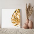 Obraz w ramie 50x50 - Przyjemność dla Oczu - złote, liście - rama biała