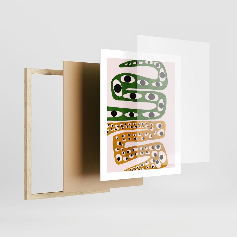 Plakat w ramie 40x50 - Mroczne Wypaczenia - abstrakcyjny obraz, dziwne kształty - rama drewno