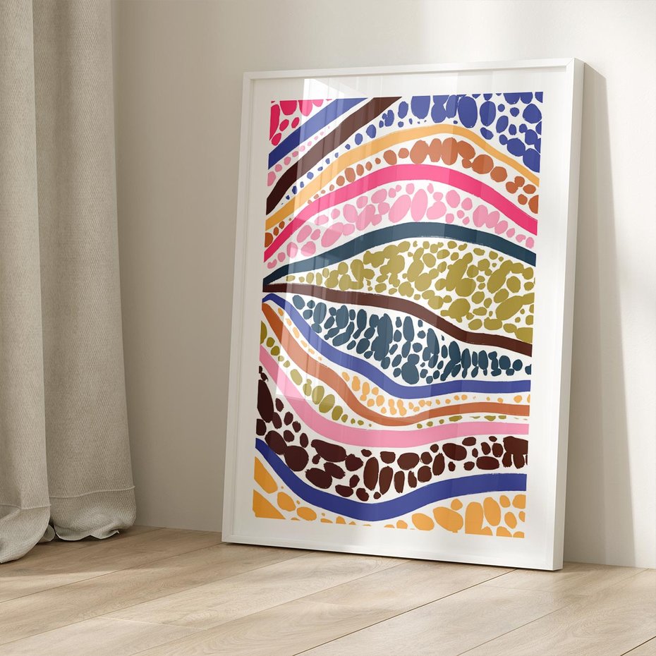 Plakat bez ramy 40x50 - Wibracje Plam - kolorowe wzory, tęczowe żywe kolory