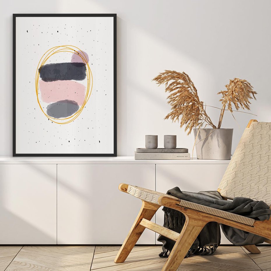 Plakat bez ramy 21x30 - Migocące Odbicia - abstrakcyjna kompozycja, jak ręcznie malowana