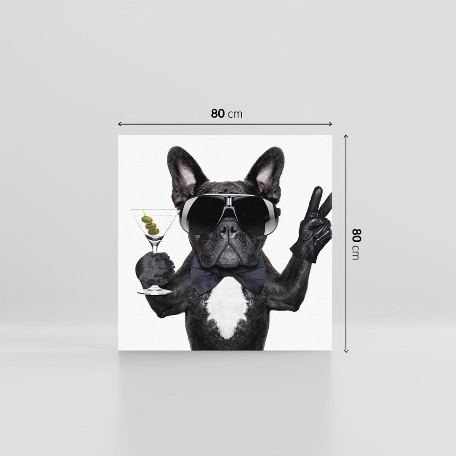 Obraz na płótnie 80x80 - Boxer Drink Zabawa - pies, boxer