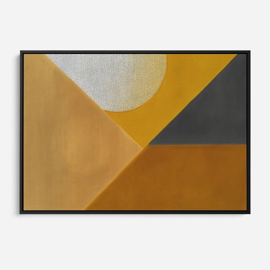 Obraz w ramie 70x50 - Harmonia migoczących ognisk - intensywne ciepłe kolory, słoneczny żółty - rama czarna