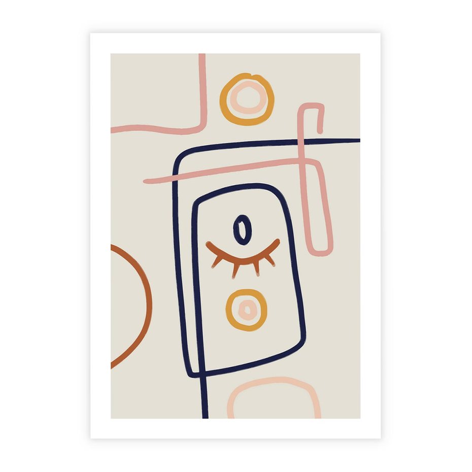 Plakat bez ramy 30x40 - Manifestacje Dziwności - abstrakcja w stylu picasso, beżowe tło