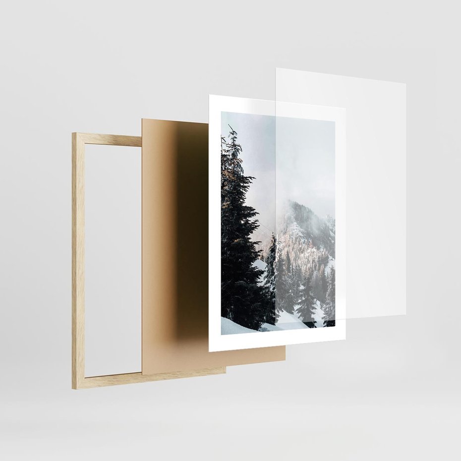 Plakat w ramie 30x40 - Góry, Las i Śnieg na Obrazie - góry, las - rama drewno