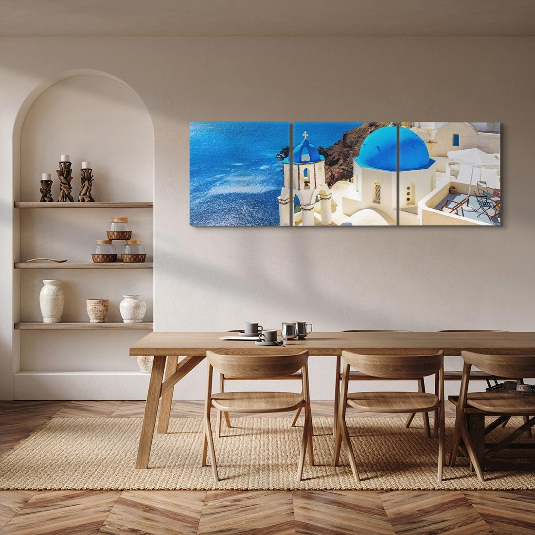 Obraz na płótnie 150x50 - Urokliwy widok na Santorini - Santorini, widok