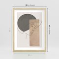 Plakat w ramie 30x40 - Jedną Linią: Kobieca Twarz - abstrakcja, plamy w tle - rama drewno