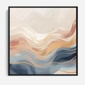 Obraz w ramie 50x50 - Ukojenie Współczesności - abstrakcyjne fale, gładkie linie - rama czarna