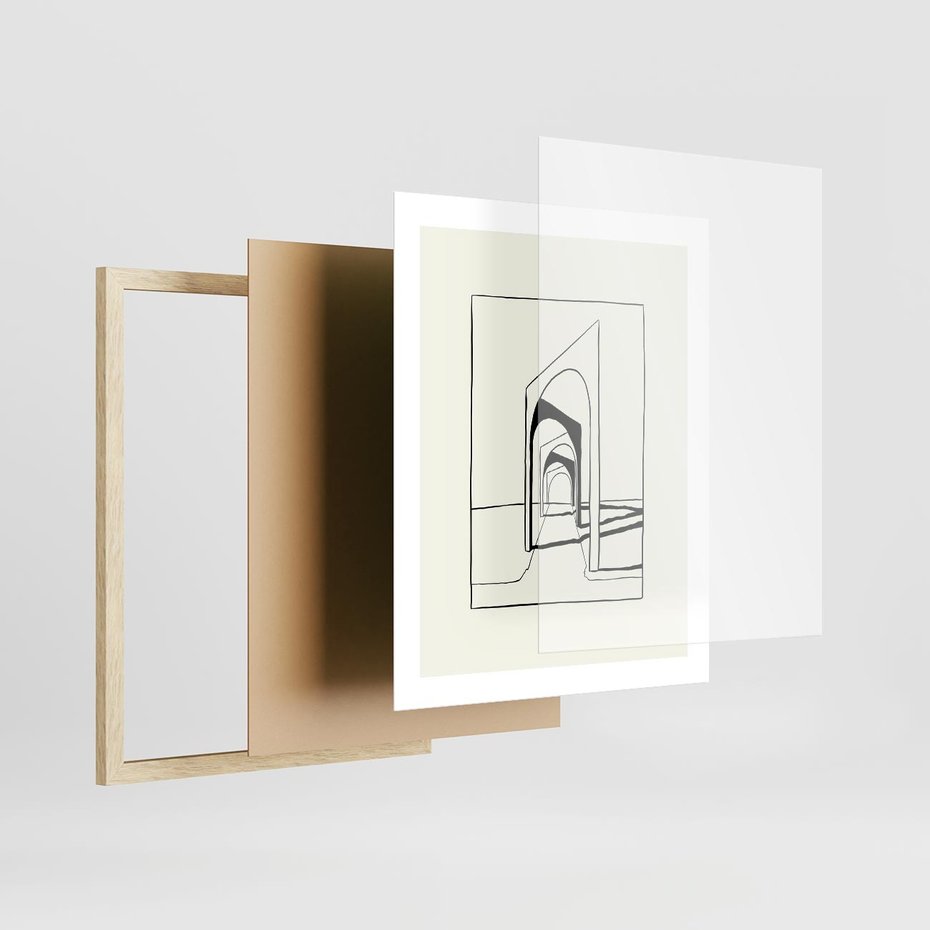 Plakat w ramie 40x50 - Poezja światła i cienia - nowoczesna sztuka, minimalistyczny styl - rama drewno