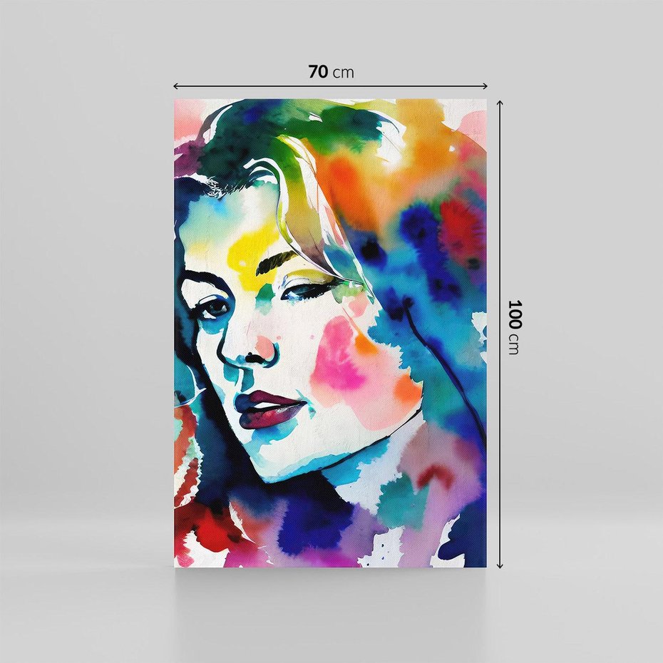 Obraz na płótnie 70x100 - Abstrakcyjna ekstaza barw - abstrakcyjny portret kobiety, szkic czarną kreską