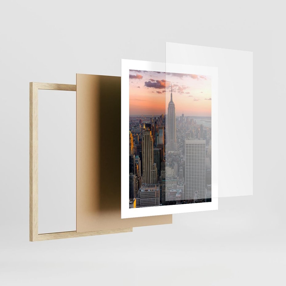 Plakat w ramie 40x50 - Nowojorskie Wieżowce - Nowy York, wieżowce - rama drewno