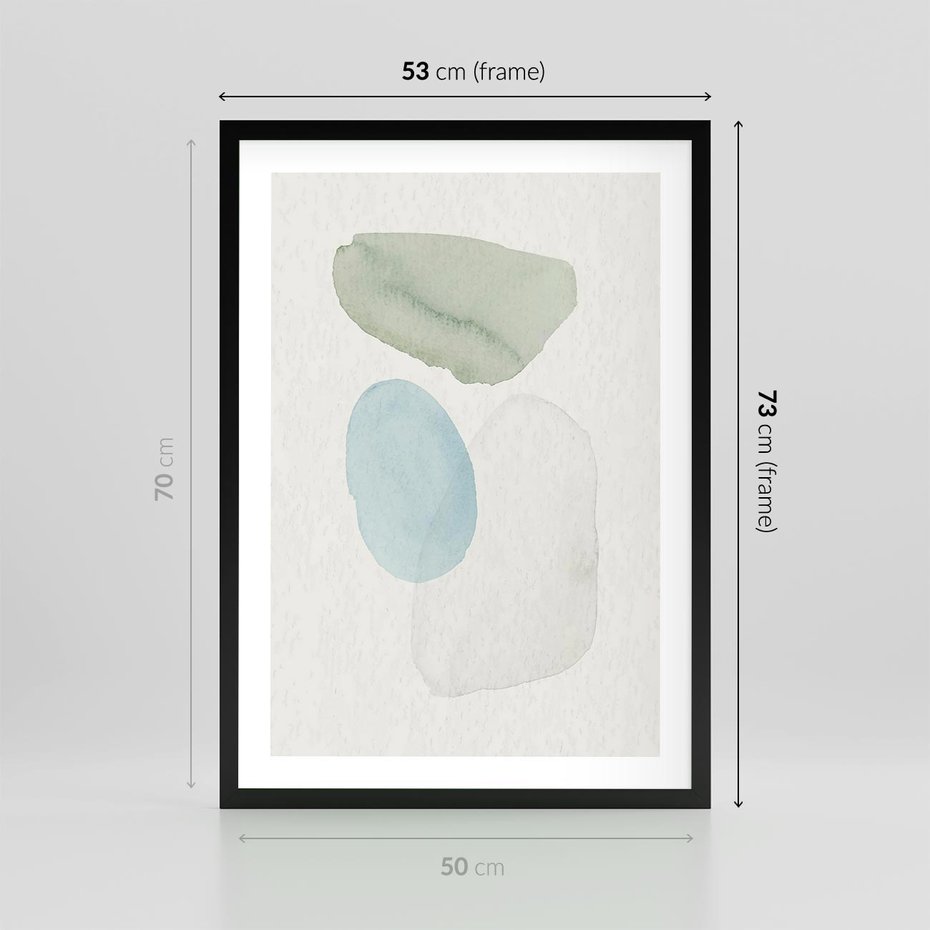 Plakat w ramie 50x70 - Akwarelowa Symfonia Natury - abstrakcyjne delikatne plamy, akwarelowe - rama czarna