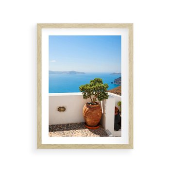 Plakat w ramie 50x70 - Santorini - oaza greckiej wyspy - Santorini, grecka - rama drewno