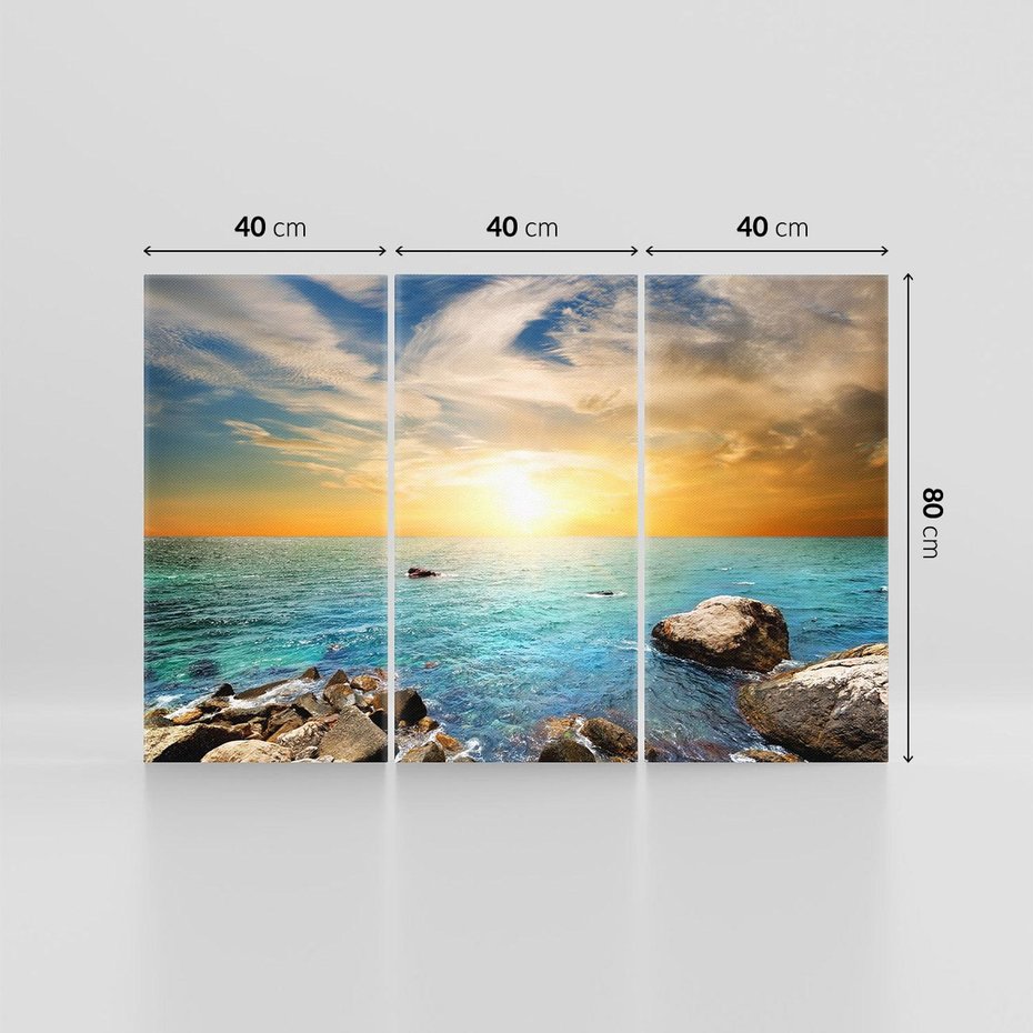 Obraz na płótnie 120x80 - Zachód słońca na plaży - plaża, zachód